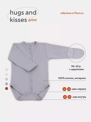 Боди Rant Hugs and kisses Print Dino grey 6774 753590252