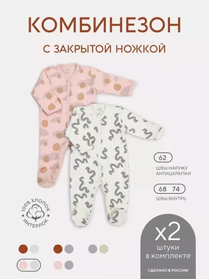 Комбинезон 2 шт. Rant Hugs and kisses Pattern Milk-pink 11/16 225967184