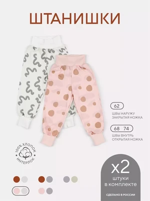 Штанишки 2 шт. Rant Hugs and kisses Pattern Milk-pink 32/33 471574246