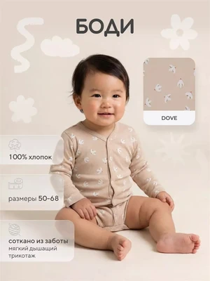 Боди Rant Tiny на кнопках 7993 Dove 1217399192