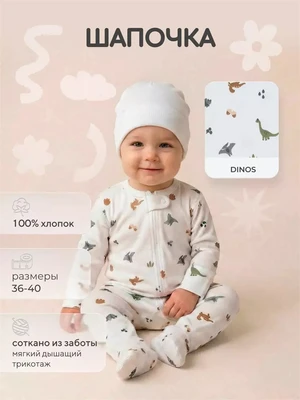 Шапочка с отворотом Rant Tiny 8393 Dinos 1335850174
