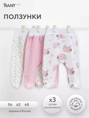 Ползунки (3 шт.) Rant Basic Funny Rose арт. 3190 392704983