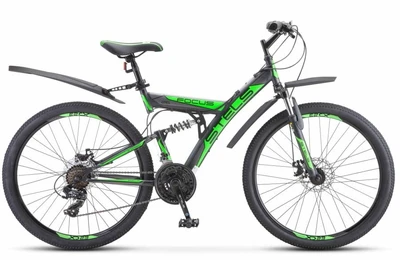Велосипед Stels Focus 26' MD 21 sp V010 Чёрный/Зелёный (LU088523) 2076298588