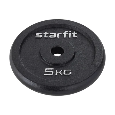 Диск чугунный STARFIT BB-204, 26 мм, 5 кг, черный 439241240