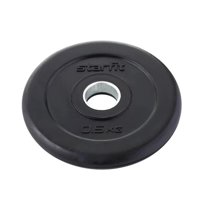 Диск обрезиненный STARFIT BB-202 0,5 кг, d=26 мм, стальная втулка, черный 1375353586