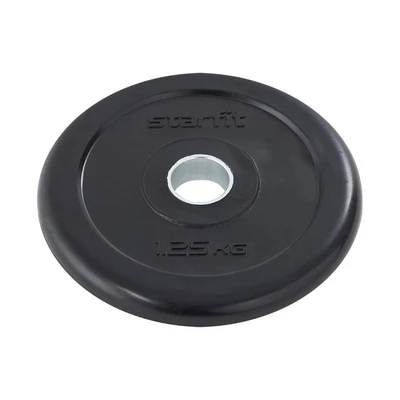 Диск обрезиненный STARFIT BB-202 1,25 кг, d=26 мм, стальная втулка, черный 408209740