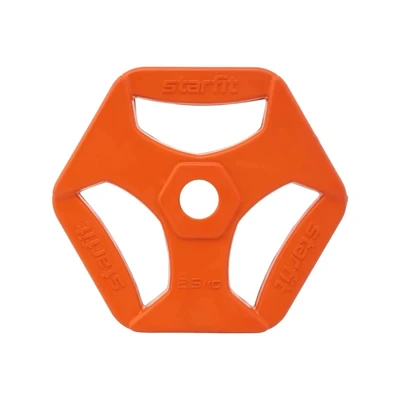 Диск обрезиненный с хватами STARFIT BB-205, 26мм, 2,5 кг, оранжевый 1496900784
