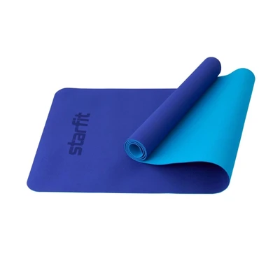 Коврик для йоги и фитнеса STARFIT FM-201 TPE, 0,4 см, 183x61 см, темно-синий/синий 1785333978