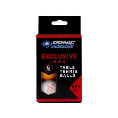 Мячики для н/тенниса DONIC EXCLUSIVE 3* 40+, 6 штук, белый + оранжевый 210072926