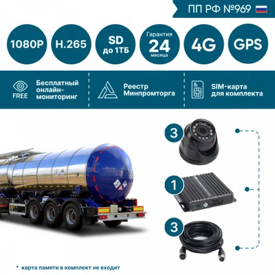 Комплект на 3 камеры NSCAR BN301 FullHD_2SD+4G+GPS (по 969) 613851408