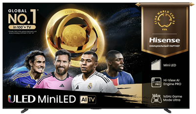 100" Телевизор Hisense 100U7Q (2025), 4K UHD, Mini-LED, Smart TV, черный (EAC) 636026170