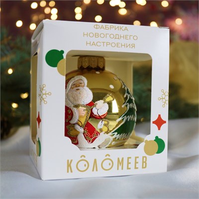 Шар "Дед Мороз с балалайкой", 80 мм., в подарочной упаковке 1338986926