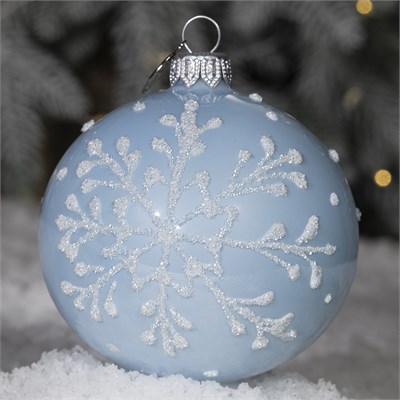 Шар "Снежинка бисерная", голубая 80 мм., в подарочной упаковке 92852600