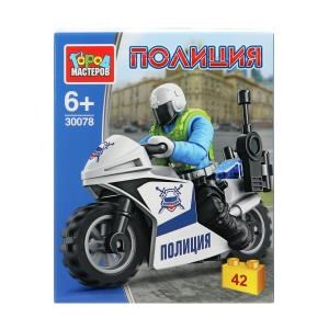 Конструктор ПОЛИЦЕЙСКИЙ на мотоцикле, 42 дет. Город мастеров 30078-XJ