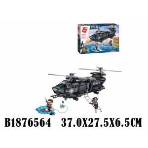 Конструктор пласт. вертолет с фигурками, 473дет. в кор. BRICK1928 (12)