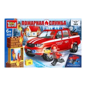 Конструктор UAZ PICKUP ПОЖАРНАЯ СЛУЖБА, 76 дет. Город мастеров SB-3630 (36)