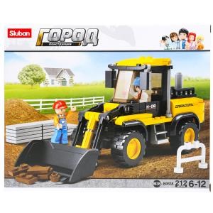 Конструктор пласт. трактор-погрузчик с фигурками, 212дет. в русс. кор. M38-B0538 (32)
