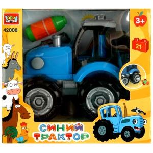 Конструктор с отвёрткой СИНИЙ ТРАКТОР, 21 дет. Город мастеров 42008-ZH