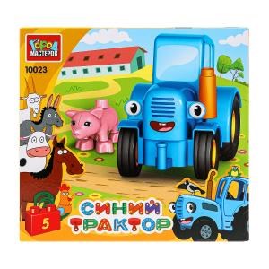 Конструктор большие кубики: СИНИЙ ТРАКТОР с хрюшкой, 5 дет. Город мастеров 10023-GK (48)