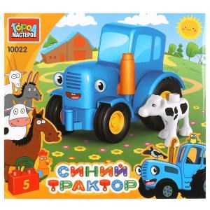 Конструктор большие кубики: СИНИЙ ТРАКТОР с коровой, 5 дет. Город мастеров 10022-GK (48)