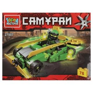 Конструктор зеленый самурай на машине, 78 дет. Город мастеров 27007-CY