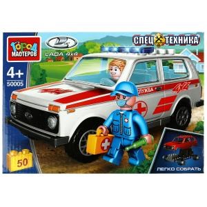 Конструктор LADA 4х4 СКОРАЯ ПОМОЩЬ, 50 дет. (легко собрать) Город мастеров 50005-KK