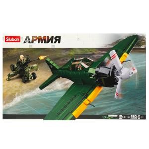 Конструктор пласт. самолет+пушка с фигурками, 560дет. в русс. кор. M38-B1108