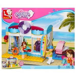 Конструктор пласт. пляжный магазин с фигурками, 180дет. в русс. кор. 28*23*4,5см в кор.32шт M38-B0603