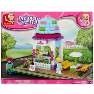 Конструктор пласт. магазин мороженого, с фигурками, 205дет. в русс. кор. 28*23*5см в кор.32шт M38-B0525