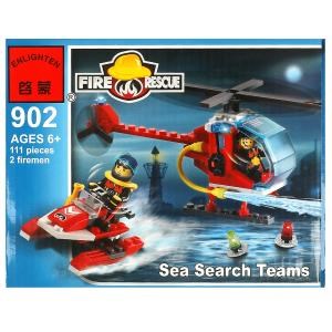 КОНСТРУКТОР ПЛАСТ. ПОЖАРНАЯ СЛУЖБА КАТЕР/ВЕРТОЛЕТ С АКСЕСС., 111ДЕТ. В КОР. в кор.70шт (Р) BRICK902