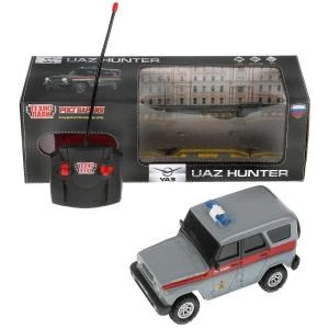 Машина р/у UAZ HUNTER РОСГВАРДИЯ 18 см, свет, сер, кор. Технопарк в кор.2*24шт HUNTER-18L-RG