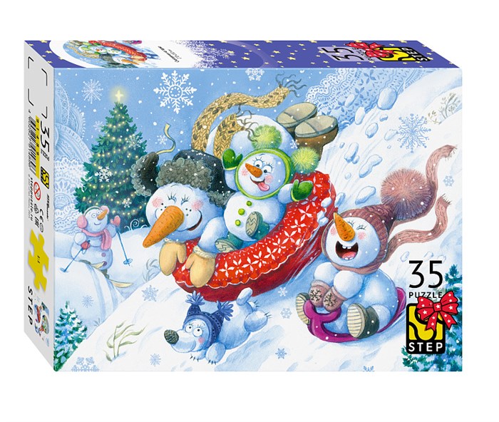 Пазл 35 "Снеговички на горке" # 91489