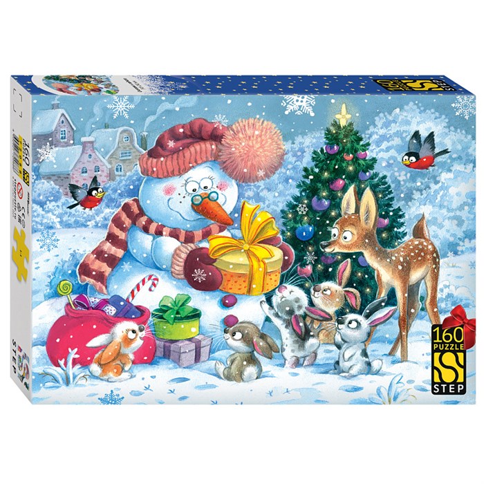 Пазл 160 "Снеговик и зайчата" # 72088