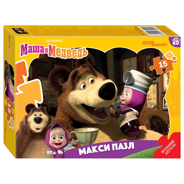Контурный МАКСИ пазл 15 эл. "Маша и Медведь" (Анимаккорд) # 65006