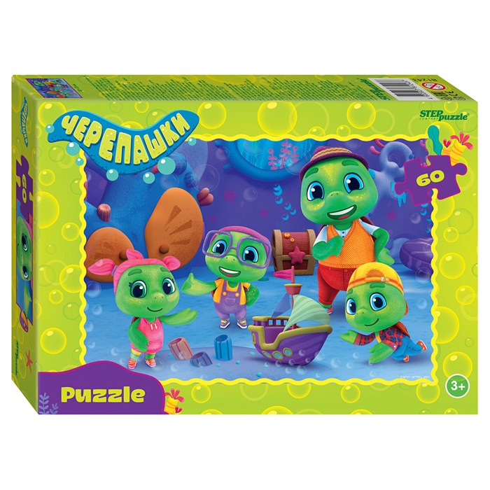 Мозаика "puzzle" 60 "Черепашки" (0+ Медиа) # 81243
