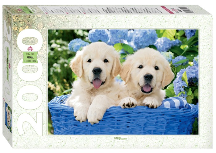 Мозаика puzzle 2000 Щенята в корзине # 84040