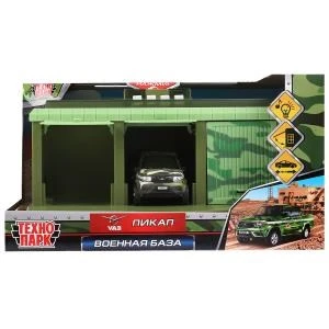 Игрушка пластик свет-звук ВОЕННАЯ БАЗА 22 см, UAZ PICKUP, КАМУФЛЯЖ, кор. Технопарк GARAGE-22SL1XCAR-MIL (36)