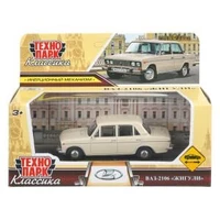 Машина металл LADA lada 2106 длина 10,5 см, инерц, бежевый, кор. Технопарк 2106-11-BG