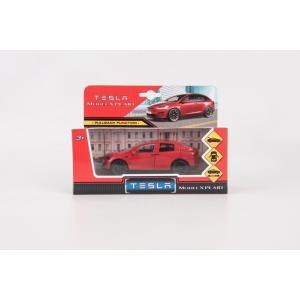Машина металл tesla model x plaid 12 см, двери, красн, кор. MODELX-12-RD (72)