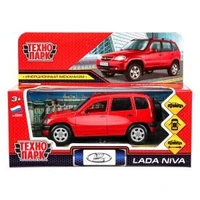 Машина металл LADA NIVA длина 12 см, двери, багаж, инерц, красный, кор. Технопарк LADANIVA-12-RD-WOD