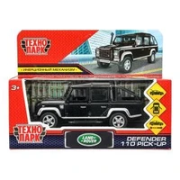 Машина металл LAND ROVER DEFENDER PICKUP 12 см, двери, багаж, черный, кор. Технопарк DEFPICKUP-12-BK-WOD