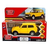 Машина металл LADA 4x4 12 см, двери, багаж, инерц,  желтый, кор. Технопарк LADA4X4-12-YE
