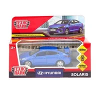 Машина металл HYUNDAI SOLARIS, 12 см, двери, багажн, инерц, синий, кор. Технопарк SOLARIS2-12-BU (72)