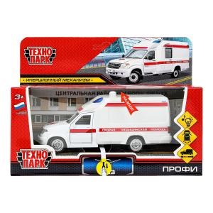 {{photo.Alt || photo.Description || 'Машина металл свет-звук УАЗ ПРОФИ СКОРАЯ 14 см, двери, инерц, белый, кор. Технопарк'}}