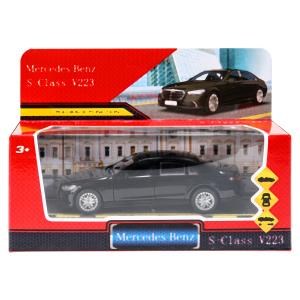 Машина металл MERCEDES-BENZ s-class v223 12 см, двери,багаж,инер,черный,кор. Технопарк SCLASS-13-BK