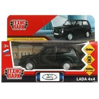 Машина металл LADA 4x4 длина 12 см, двери, багаж, инерц, черный, кор. Технопарк LADA4X4-12-BK
