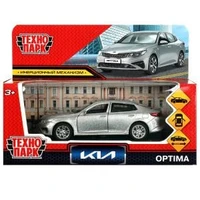 Машина металл KIA OPTIMA длина 12 см, двери, багаж, инерц, серебристый, кор. Технопарк OPTIMA-12-SR