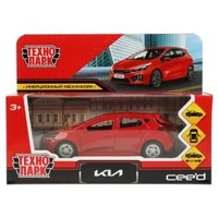 Машина металл KIA CEED длина 12 см, двери, багаж, инерц, красный, кор. Технопарк CEED-12-RD