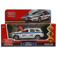 Машина металл свет-звук FORD FOCUS TURNIER ПОЛИЦИЯ 12 см, двер, баг,ин, кор. Технопарк FOCUS-12SLPOL-WH
