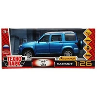 Машина металл свет-звук UAZ ПАТРИОТ 17,8 см, двери, инерция, син, кор. Технопарк PATRIOT-124SL-BU